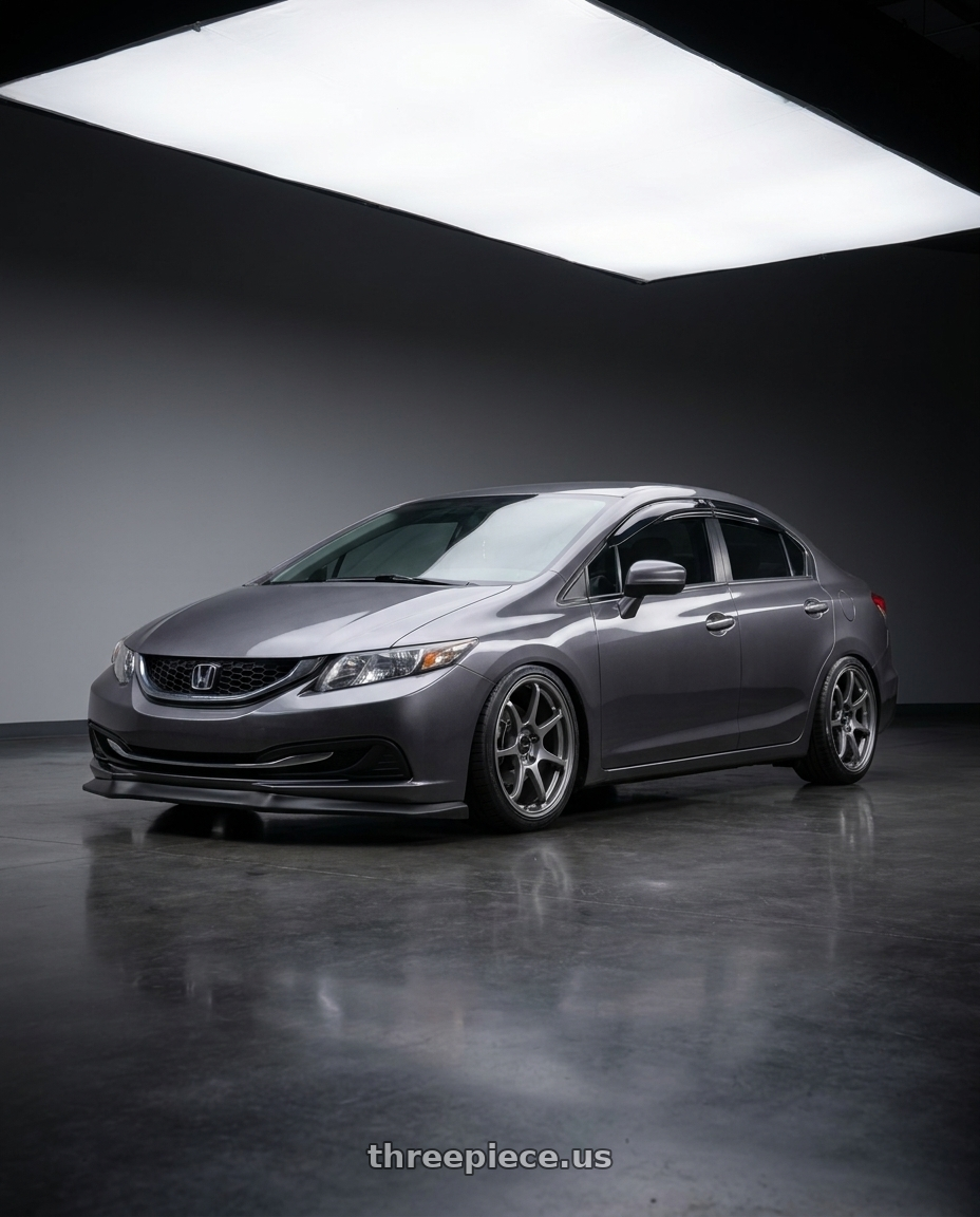 2015 honda civic LX with Enkei TS-7 5x114.3 18x8.5+45 Storm Gray wheels