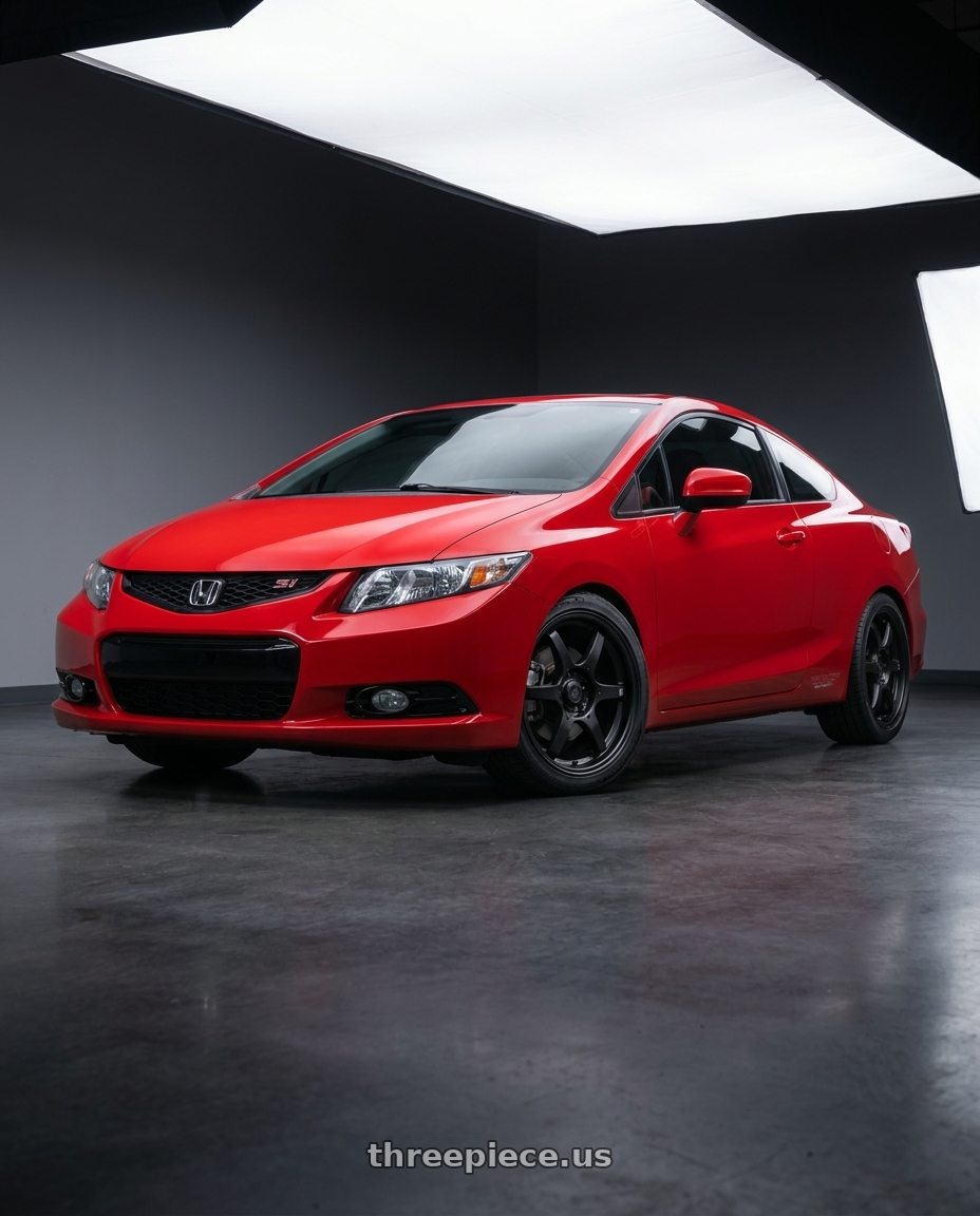 2015 Honda Civic Si with Konig Backbone 5x114.3 17x7.5+35 Matte Black Milling Logo on Spoke wheels