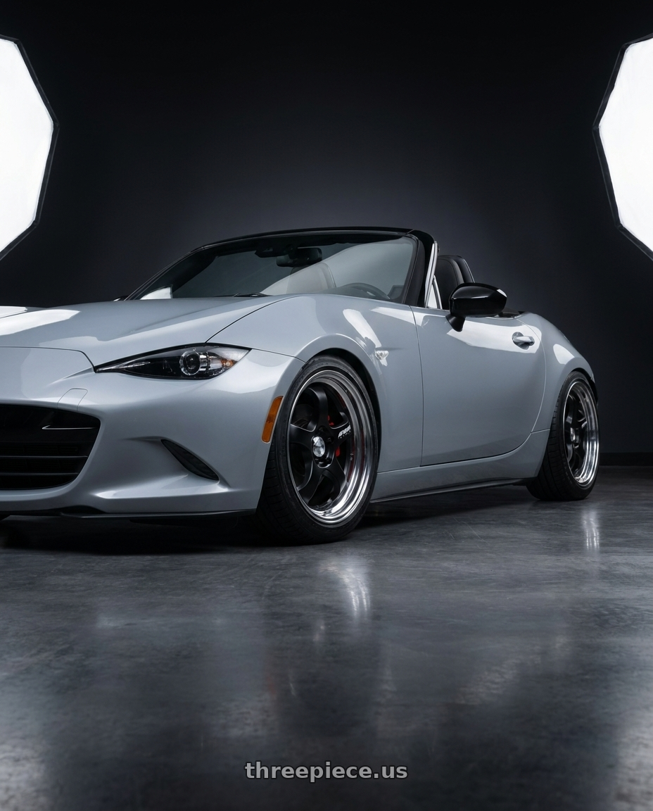 2026 Mazda MX-5 Club with Work Meister S1R 4x100 17x8+38 A Disk Matte Black wheels