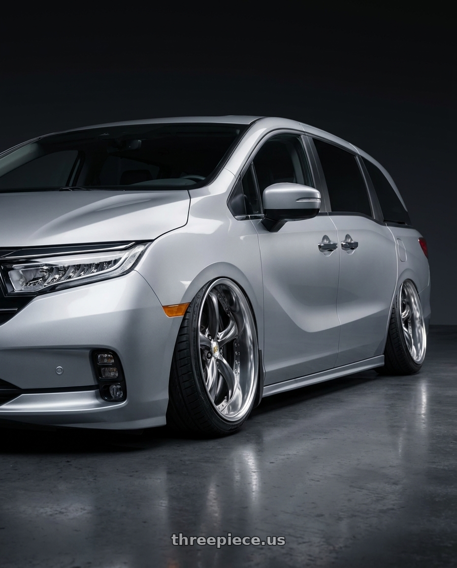 2024 Honda Odyssey with Work Wheels VS-KF 5x120 20x8.5+40 Brilliant Silver Black O Disk FULL REVERSE wheels