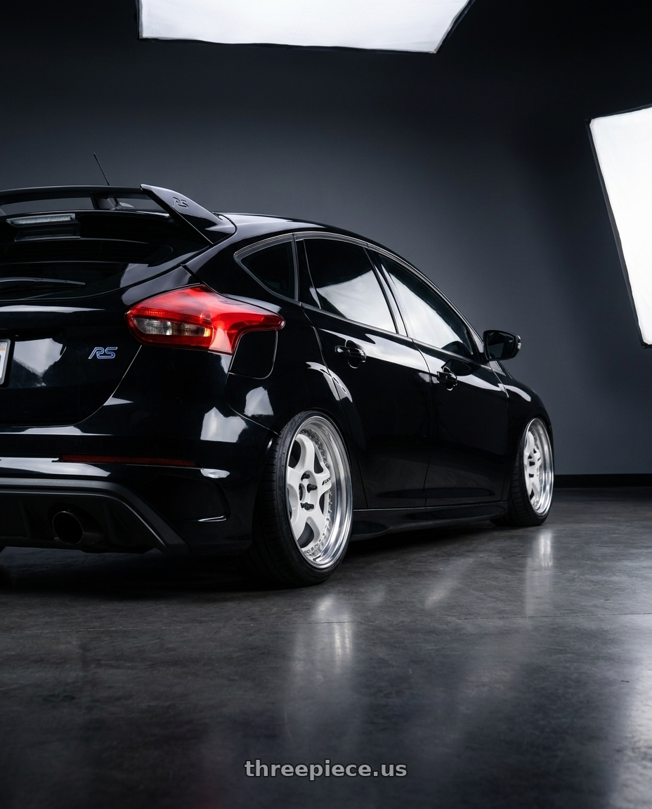 2017 ford focus rs with Work Meister S1 3P 5x108 19x9+48 A Disk White wheels rear three quarter view slight stretch tires