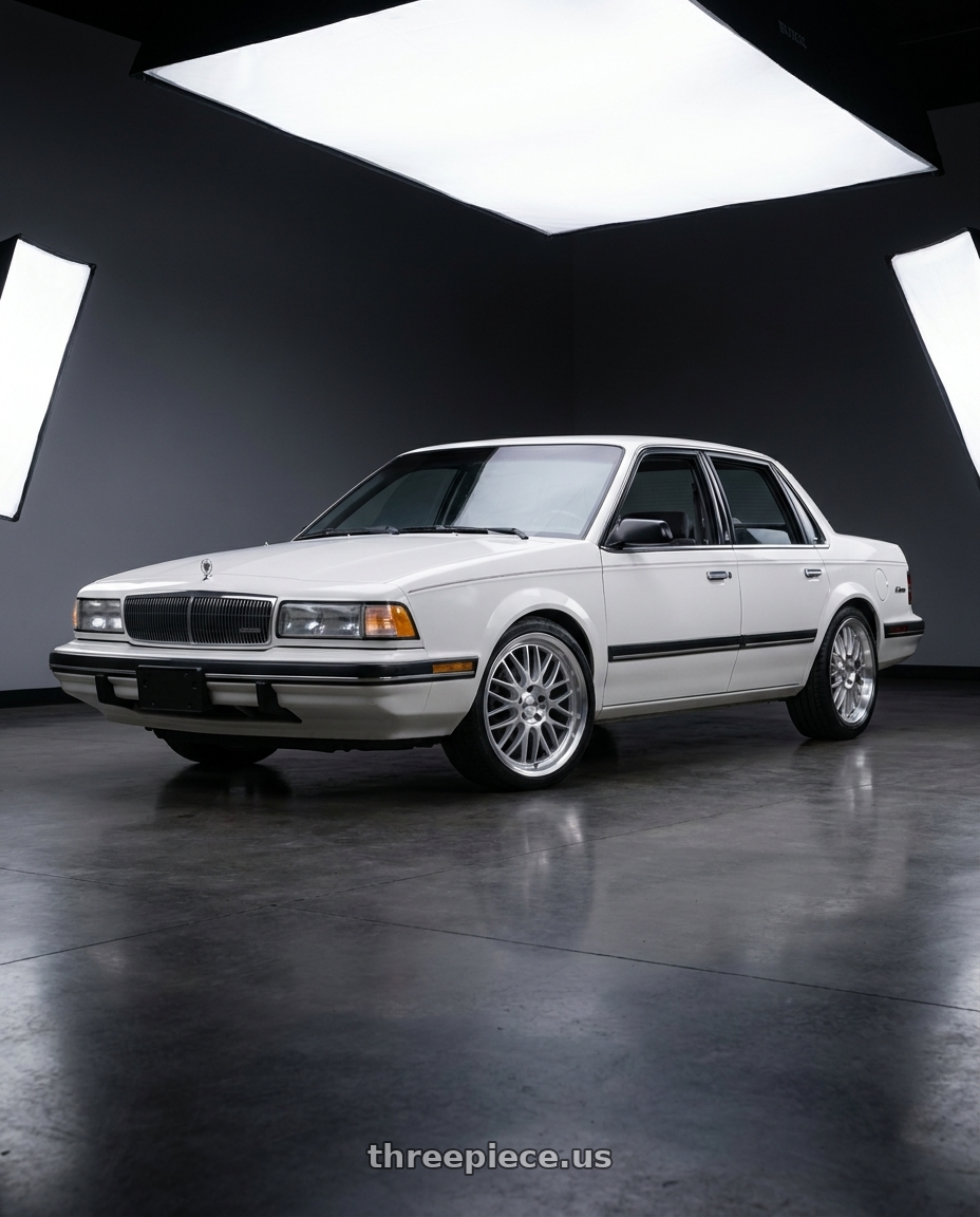 1990 buick century limited white with Petrol P4C 5X100 16X7 +40 SILVER W/ MACHINED FACE & LIP wheels