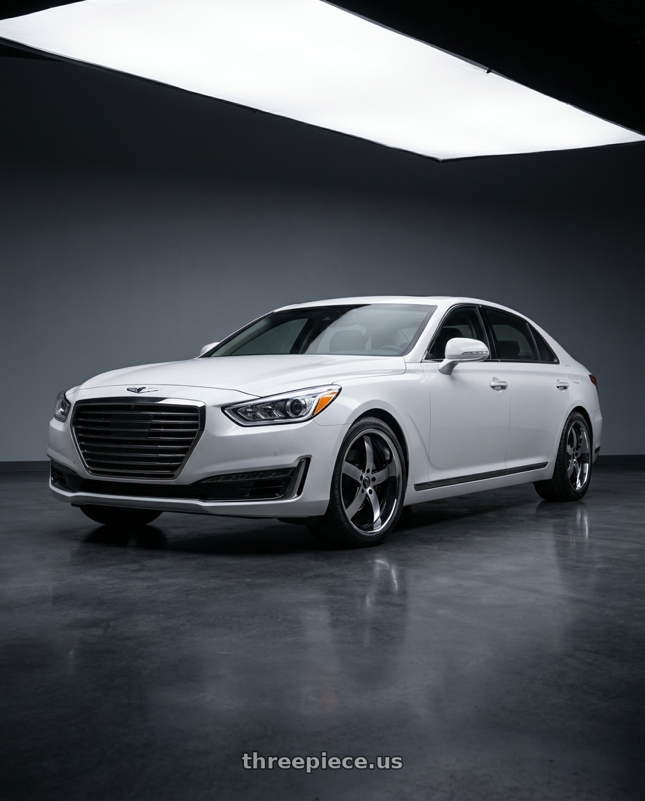 2018 genesis g90 ultimate with MARQUEE WHEELS M5330B 5x114.3 20x9+32 BLACK / MACHINED/STAINLESS LIP wheels