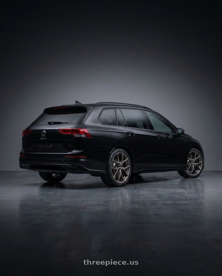 2023 volkswagen golf variant R-line with BBS XR 5x112 18x8.0+44 Matte Bronze wheels rear three quarter view square tires