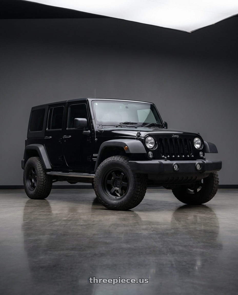 2010 jeep wrangler with 9six9 SIX-1 Deep 5x127 17X8.5 -10 Matte Black wheels