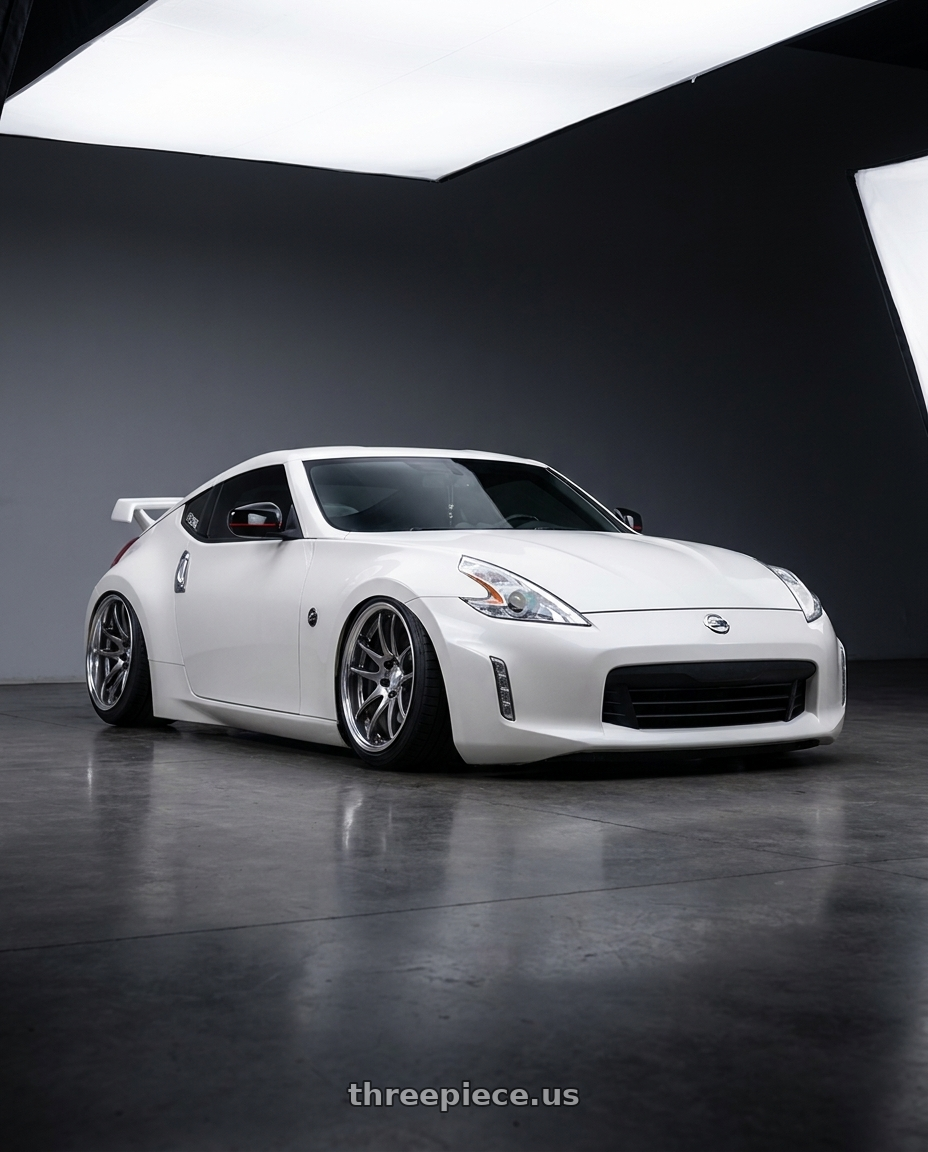2018 Nissan 370z with Work Cr 2P 5x114.3 19x9.5 +18 GT Silver wheels