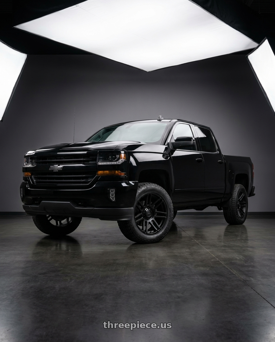 2018 Chevrolet Silverado 1500 SSV with Ion Type 143 6x139.7 20x10-19 Matte Black wheels