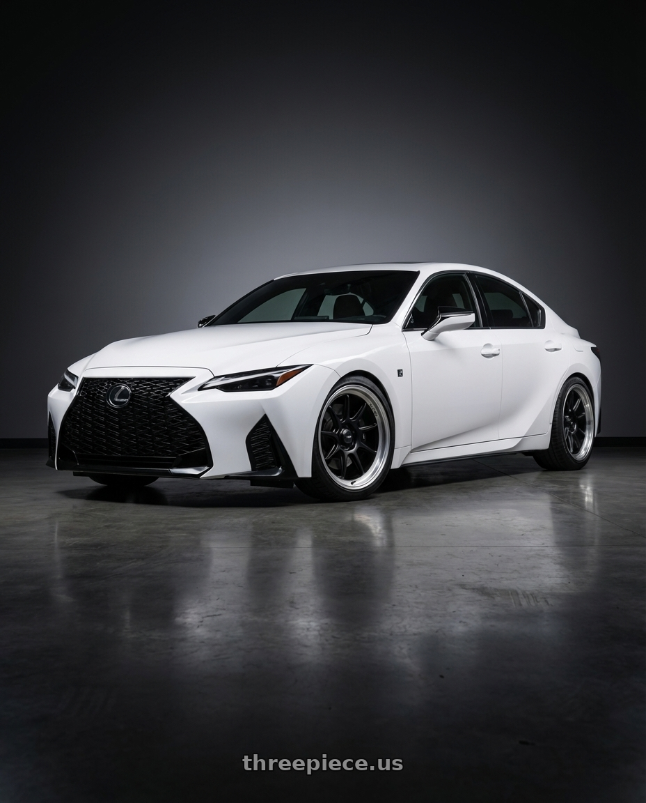 2024 Lexus IS 350 with Konig Countergram 5x114.3 19x9.5+25 Matte Black / Matte Machined Lip wheels