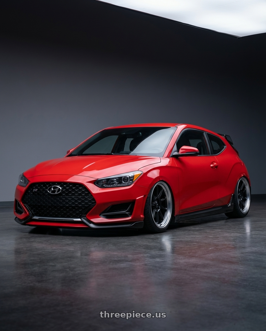 2022 Hyundai Veloster N with Konig Countergram 5x114.3 19x9.5+35 Matte Black / Matte Machined Lip wheels
