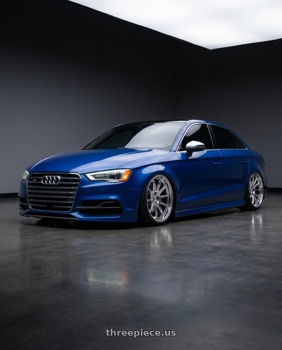 2016 Audi s3 Sepang pearl with KATANA RACING HR06 5x112 18x8.5 +35 Chrome wheels