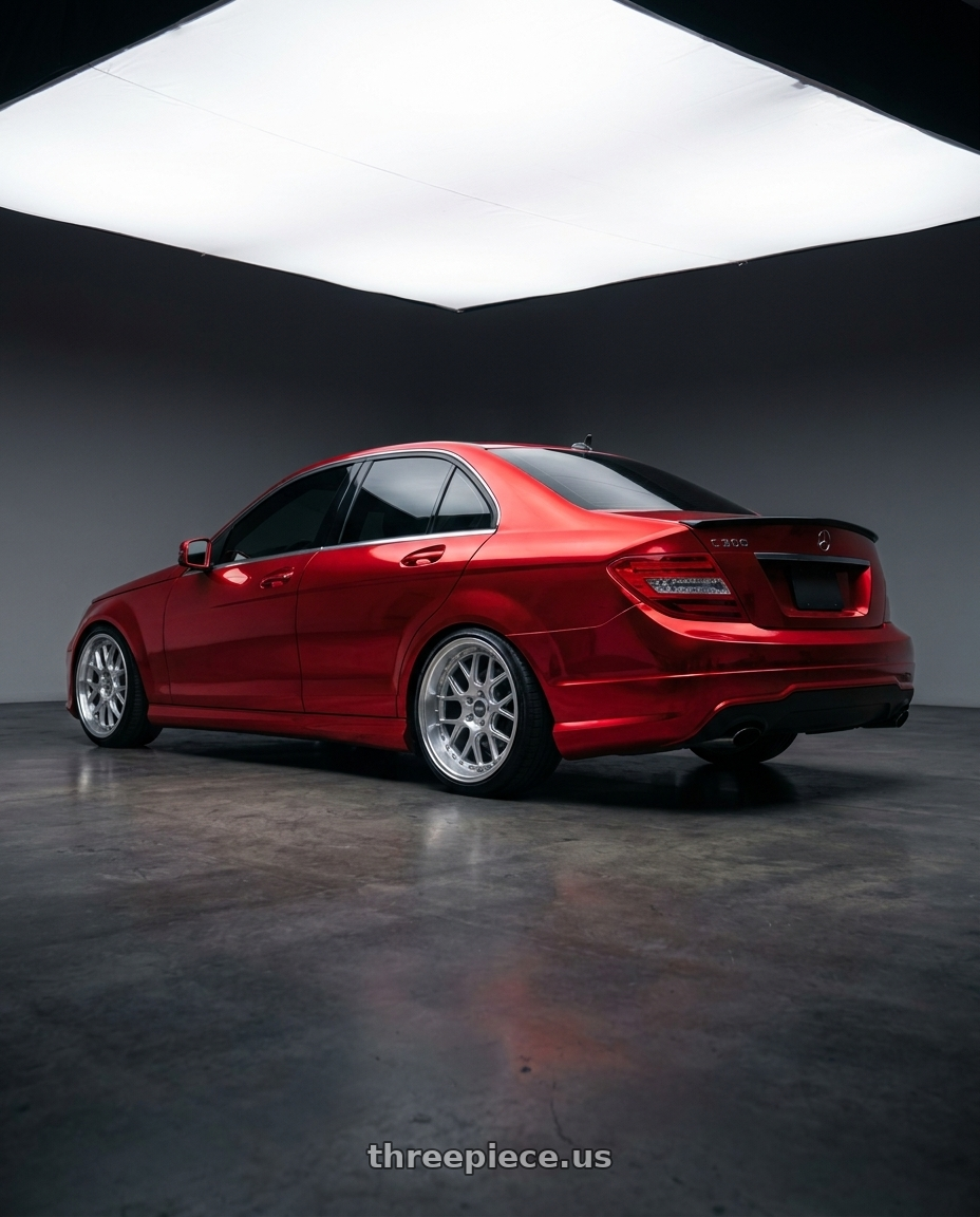 2011 Mercedes Benz c300 with ESR Wheels CS SERIES CS11 5x112 19x8.5 +35 Hyper Silver wheels rear three quarter view slight stretch tires