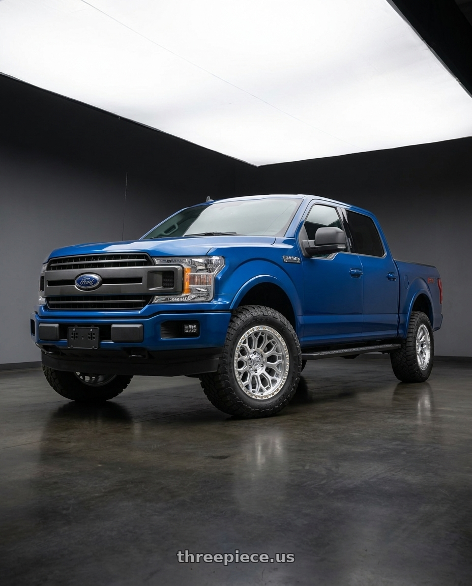 2019 Ford F-150 XLT Blue with Fuel 1PC TALON 6x135 20x9 +20 Gloss Silver W/ Machined Face wheels