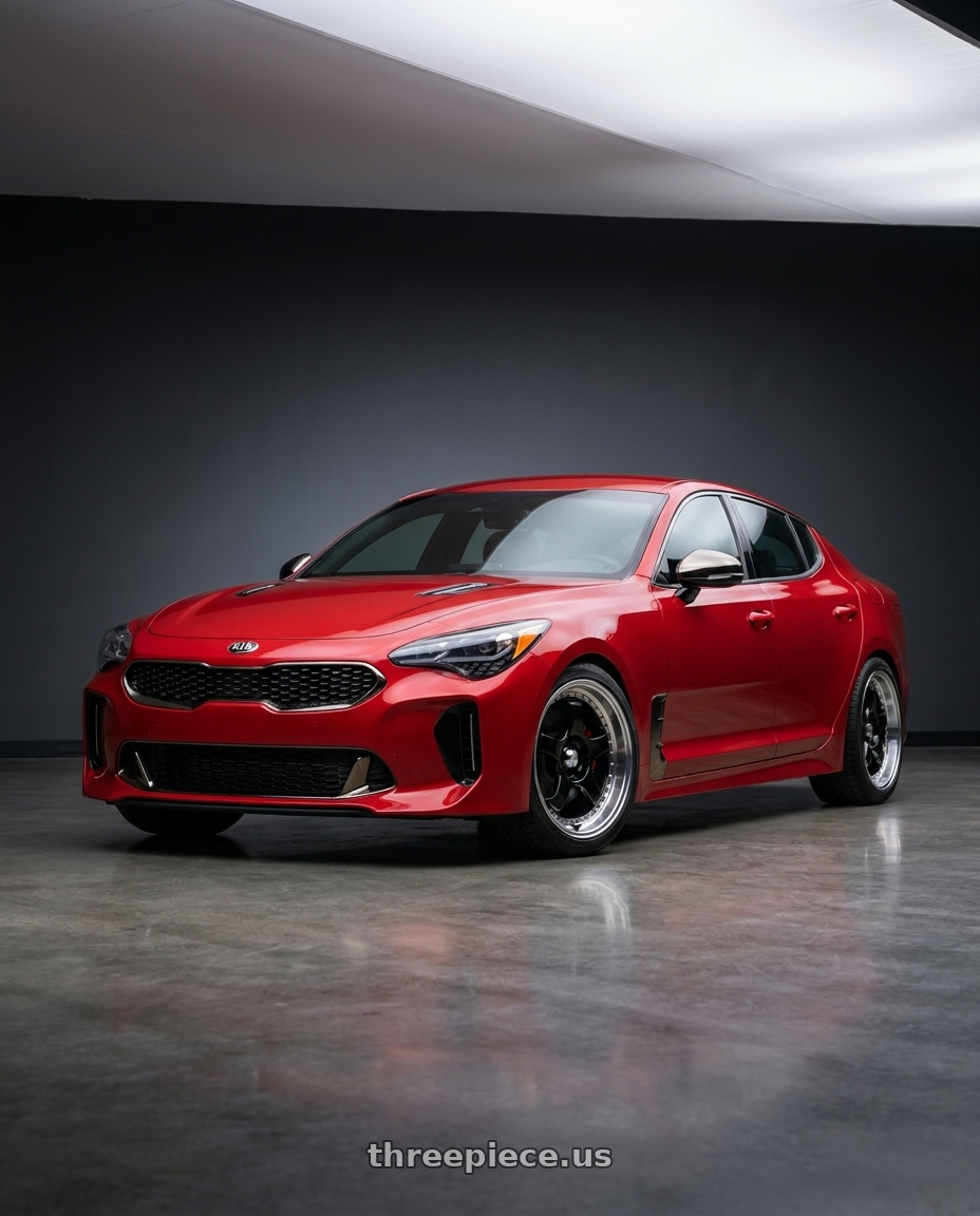 2018 Kia Stinger GT2 AWD with Konig 97B SSM 5x114.3 18x8 +35 Gloss Black With Machined Lip wheels