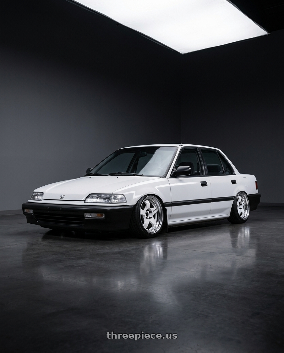 1991 Honda civic ex with Work Meister S1 2P 4x100 15x7.5+38 A Disk White wheels
