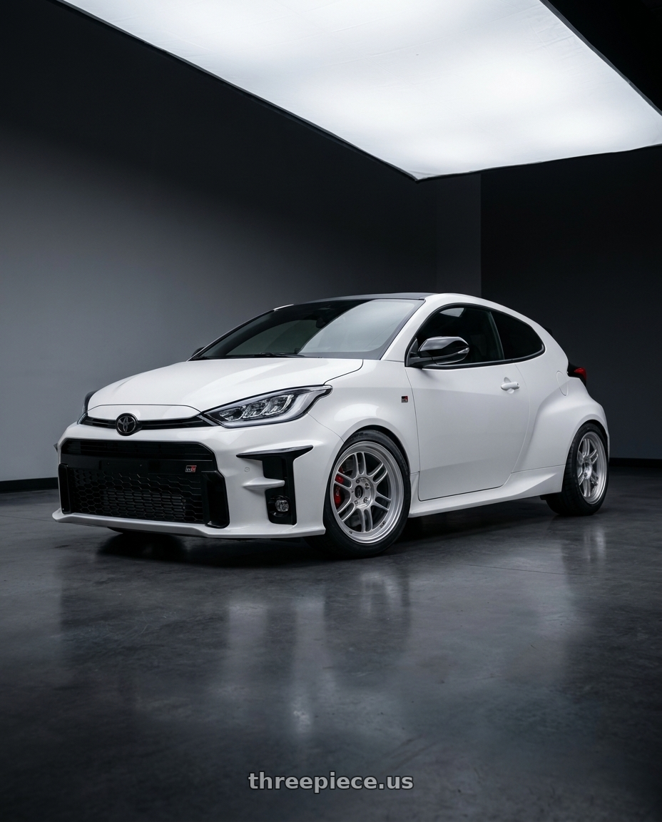2024 gr yaris with Enkei RPF1 5x114.3 17x7+45 Silver wheels