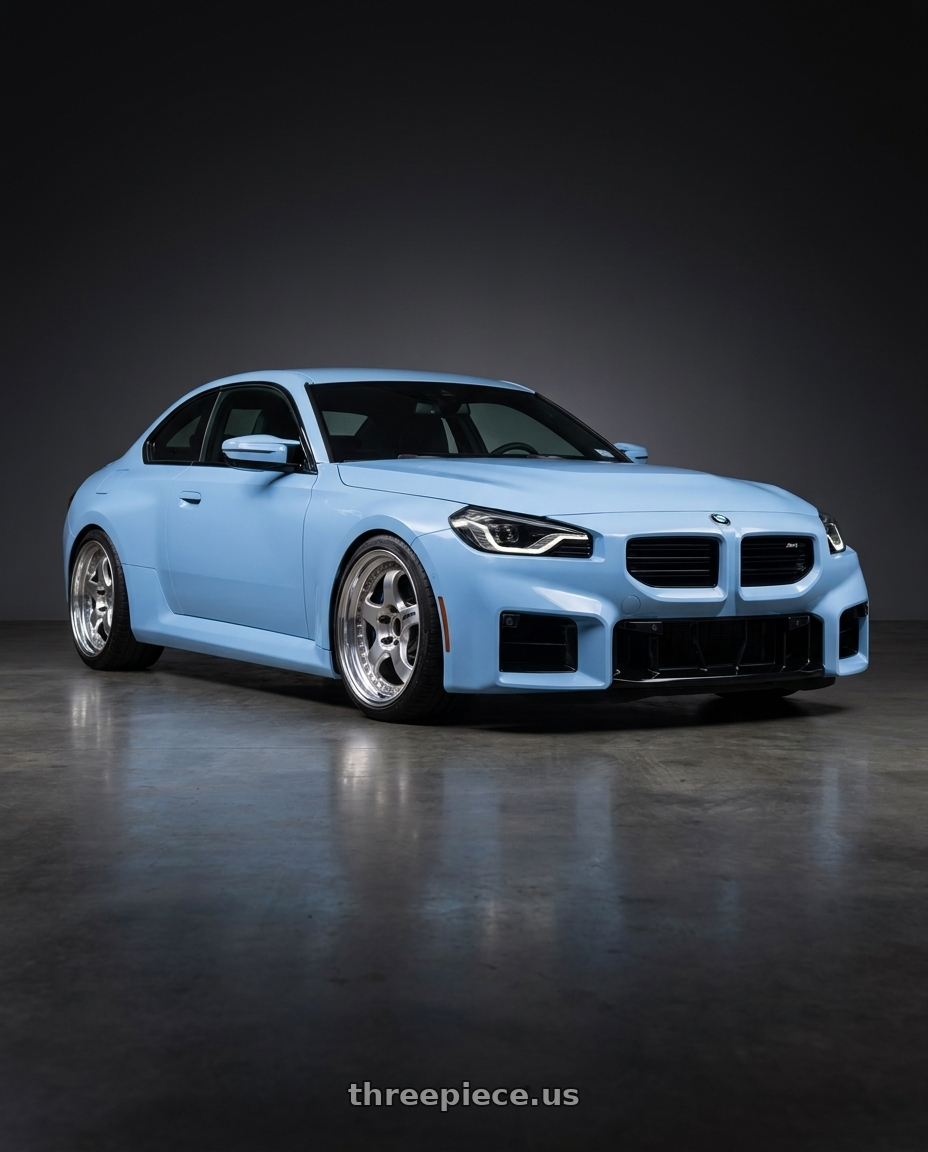 2024 BMW m2 with Work Meister S1 3P 5x120 19x11.5-3 O Disk Bright Buff Finish wheels