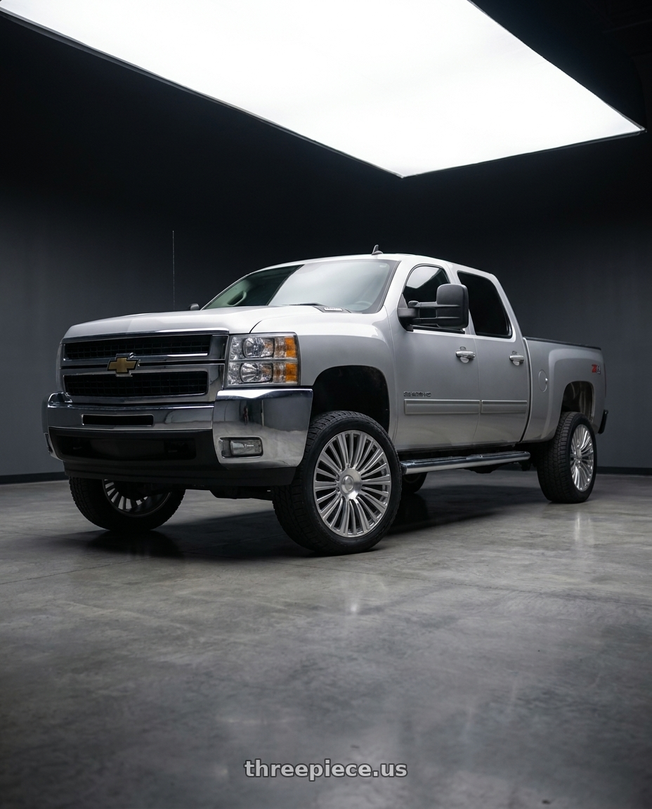2010 Chevrolet Silverado 2500HD LTZ fitted with O.E. Revolution CAD-35 6x139.7 22x9 +31 Silver & Machined $317.45 wheels