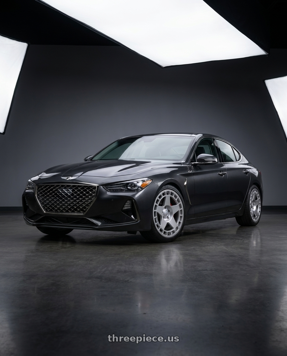 2019 Genesis G70 with fifteen52 TURBOMAC 5x108 18x8.5 +42 SPEED SILVER (GLOSS SILVER) wheels
