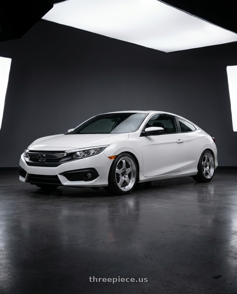 2017 Honda Civic with Vors SP1 4x100 15x7  +35 Silver Machine Face Lip wheels