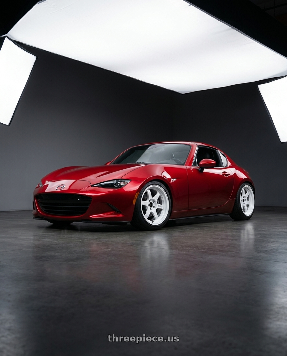 2018 Mazda Mx-5 with Volk Racing TE37V 10TH ANNIVERSARY 5x114.3 17x7.5 +30 DASH WHITE wheels