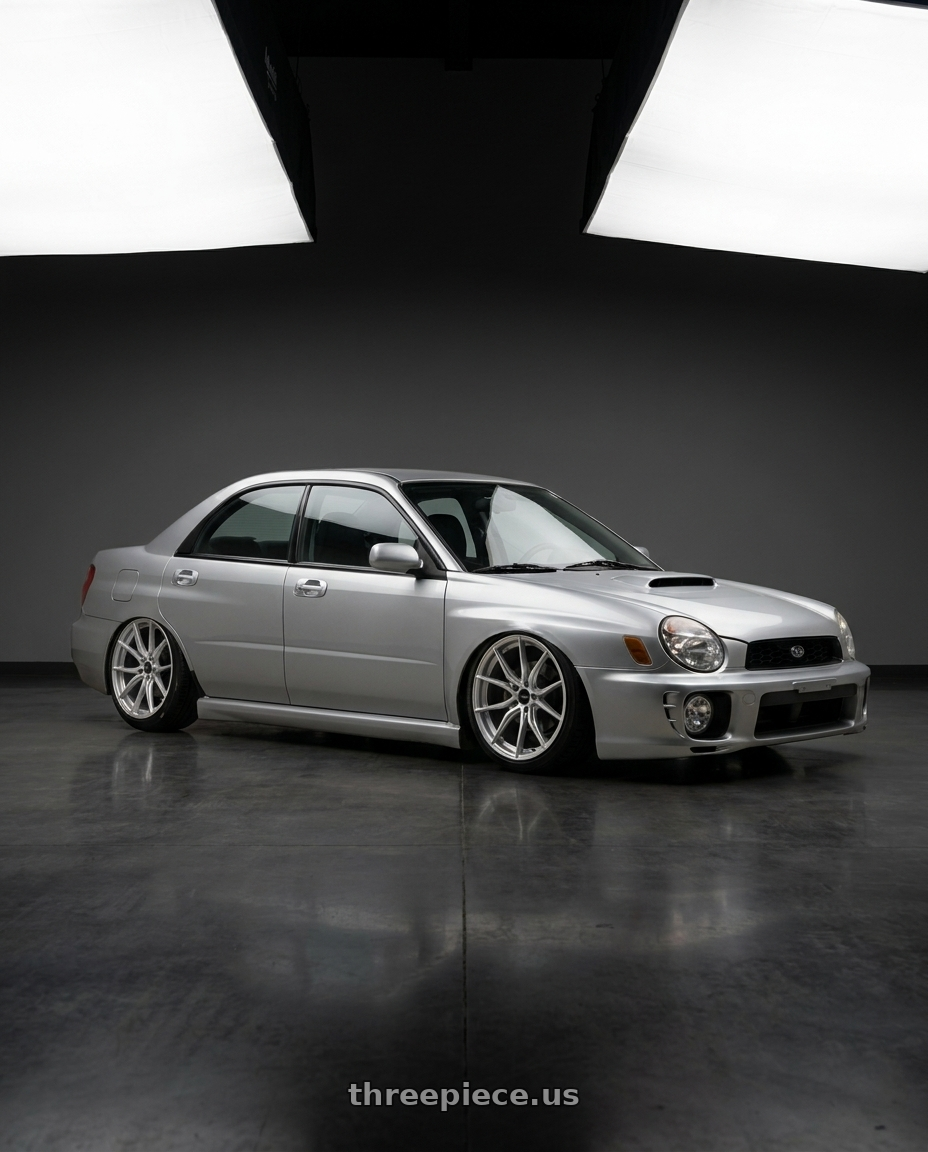 2002 Eg Subaru Gdb with Advanti Racing 80S Hybris 5x114.3 19x8.5 +35 Silver with Machined Face wheels