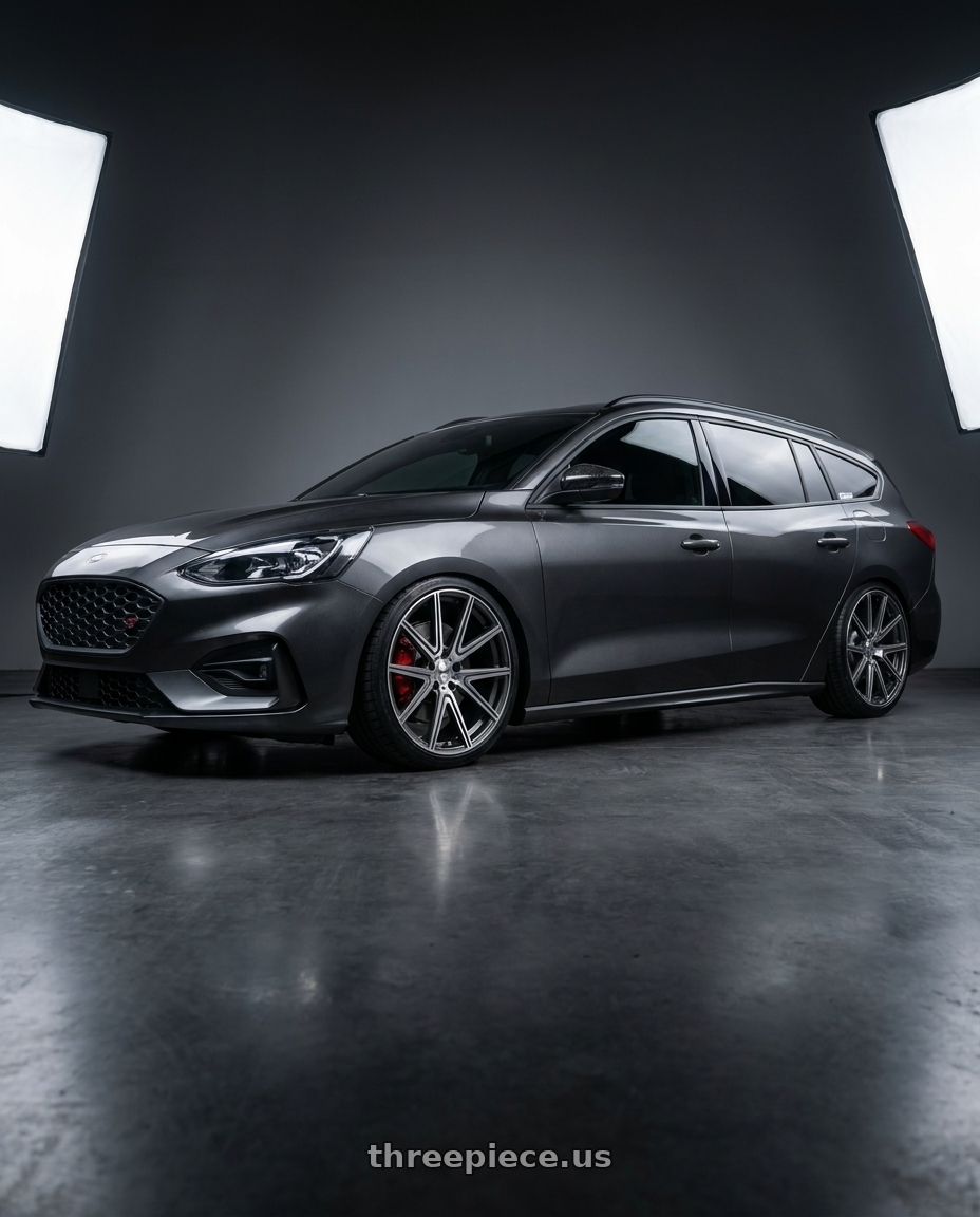 2020 ford focus st wagon with TSW ROUGE 5X100 19X8.5 +35 GUNMETAL W/ MIRROR CUT FACE wheels