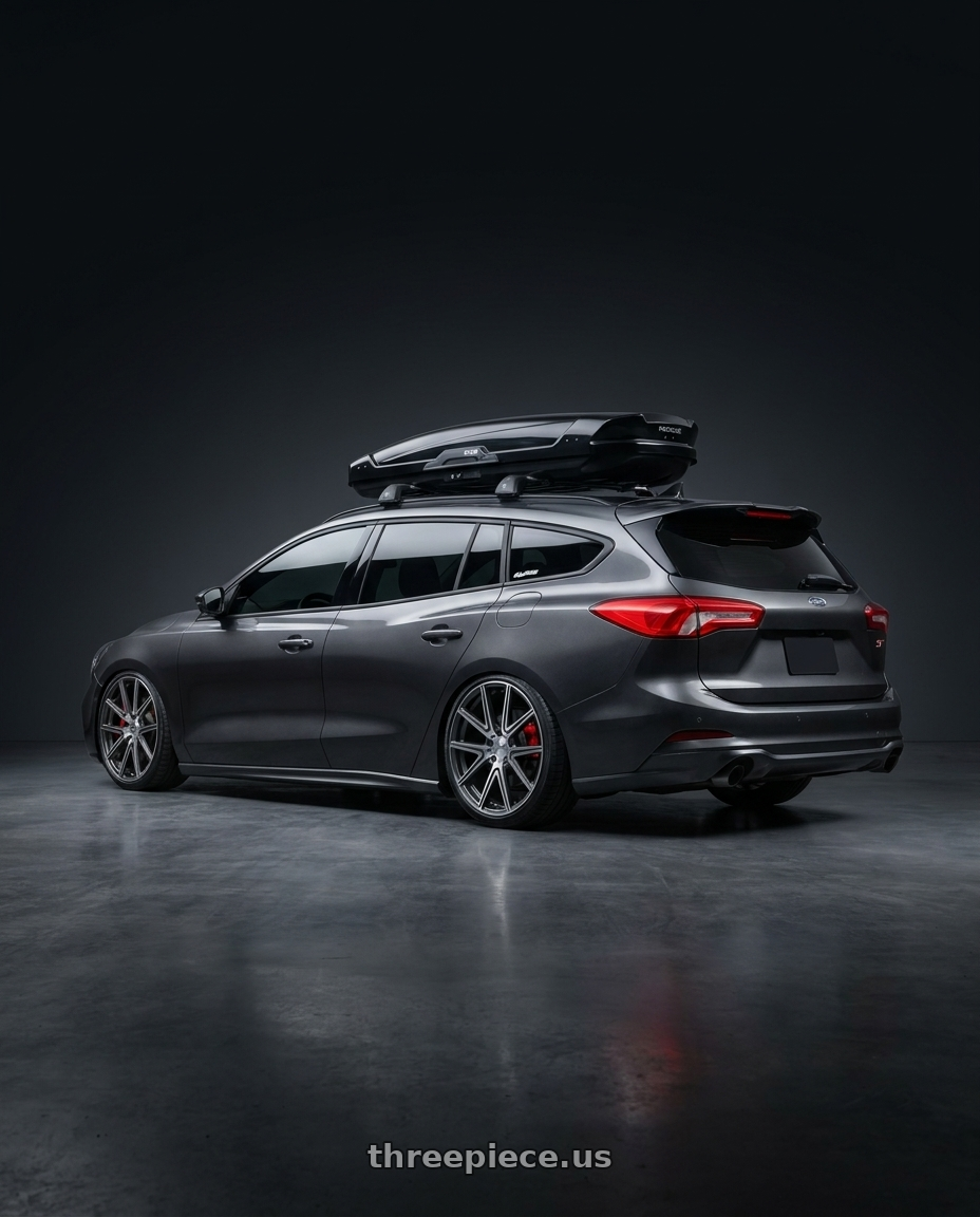 2020 ford focus st wagon with TSW ROUGE 5X100 19X8.5 +35 GUNMETAL W/ MIRROR CUT FACE wheels rear three quarter view square tires