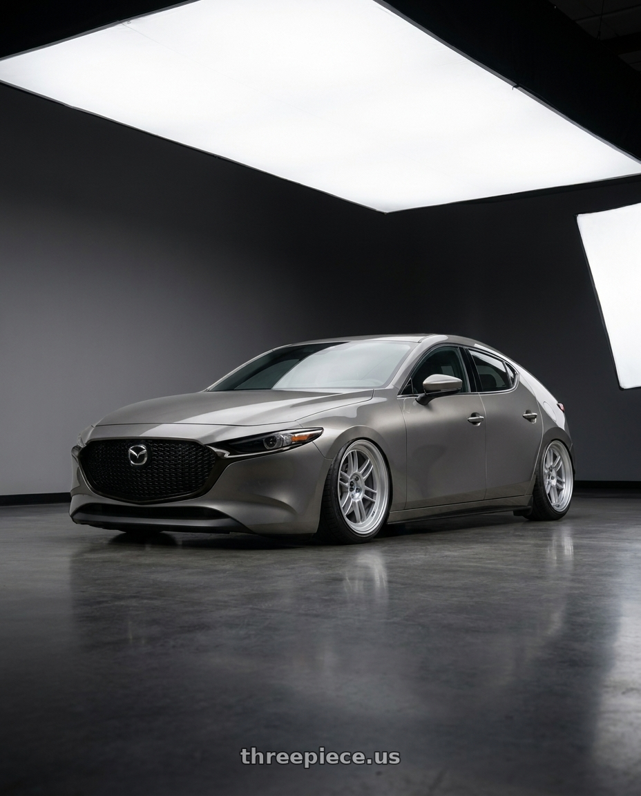 2023 Mazda3 hatchback with Enkei RPF1RS 5x114.3 18x9.5+12 Silver wheels