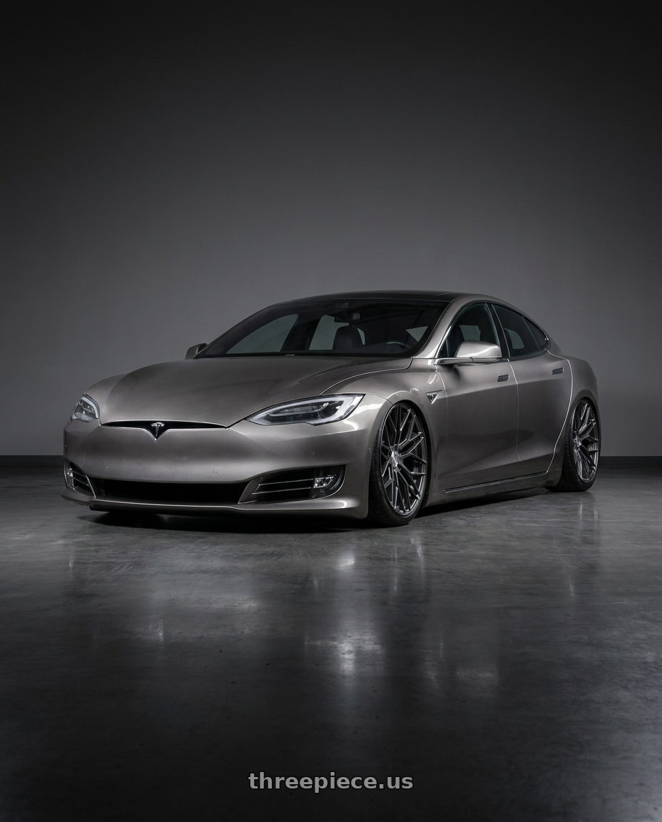 2018 Tesla Model S with Avant Garde Wheels M520R 5X120 21x12 +52 Dark Graphite Metallic wheels