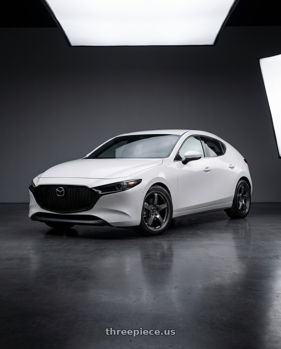 2024 Mazda3 5D with Gram Lights 57CR 5x114.3 18x9.5+38 Glossy Grey wheels