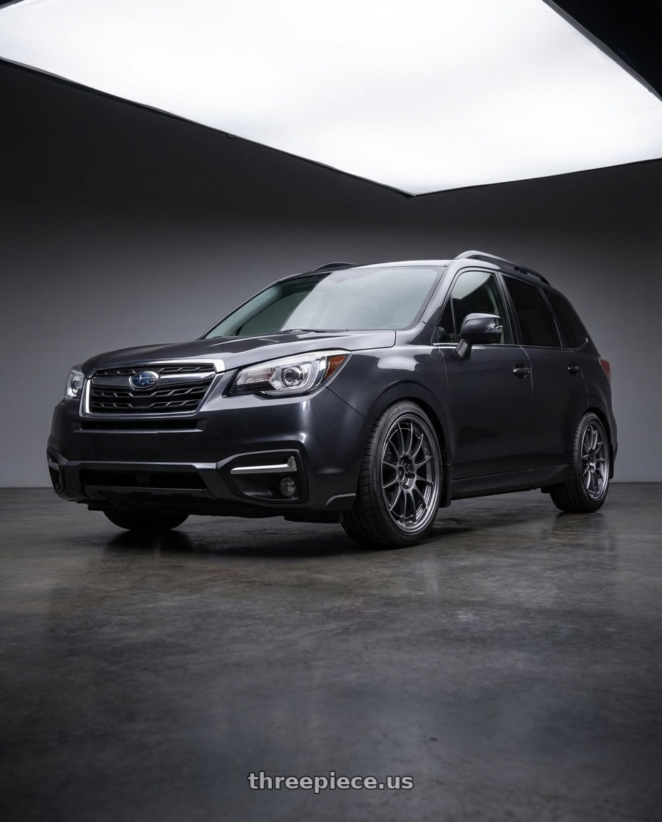 2017 subaru forester xt dark grey metallic with Enkei NT03+M 5x100 18x9.5+40 Gunmetal wheels