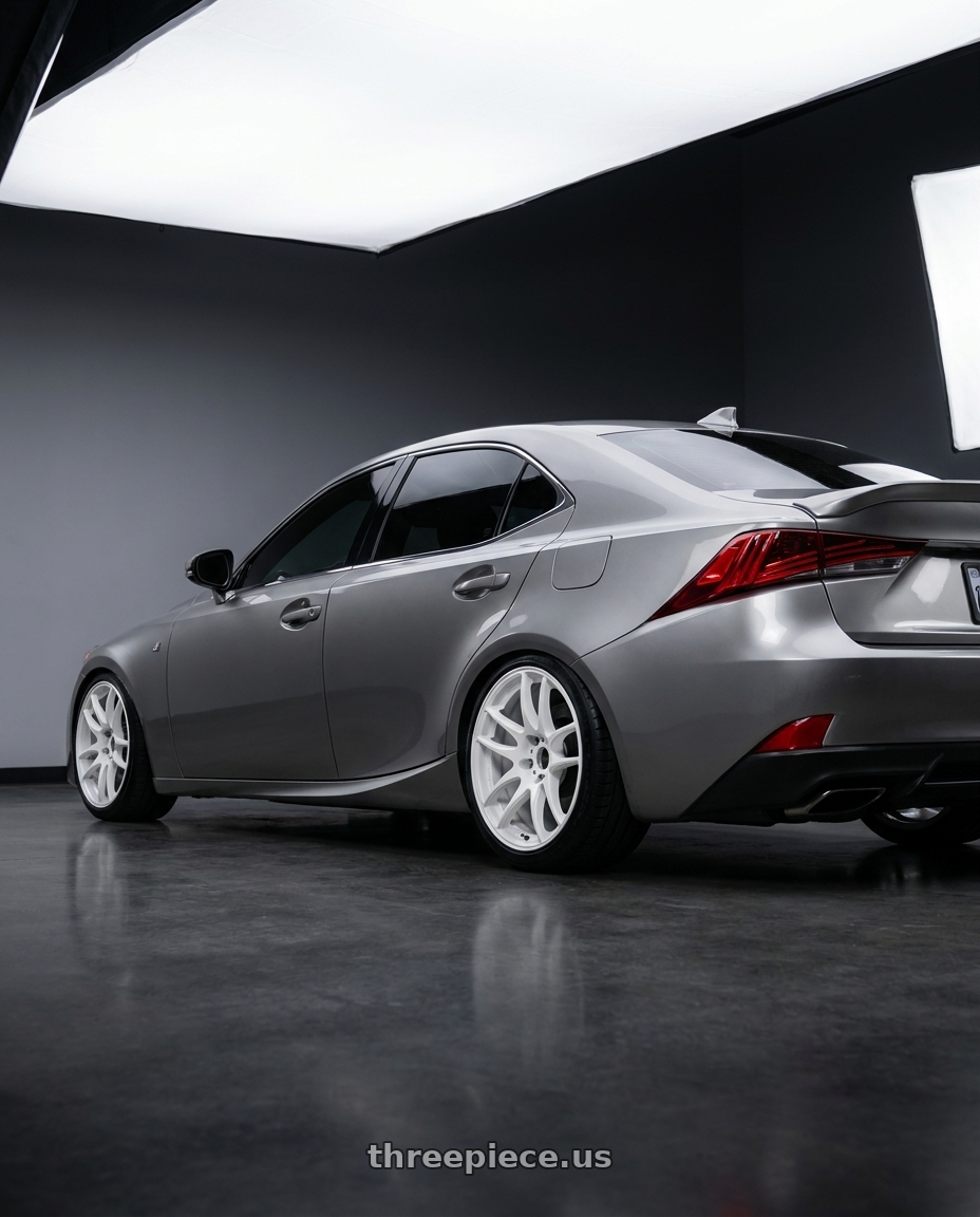 2020 Lexus is300 with Work Emotion CR Kiwami wheels rear three quarter view slight stretch tires