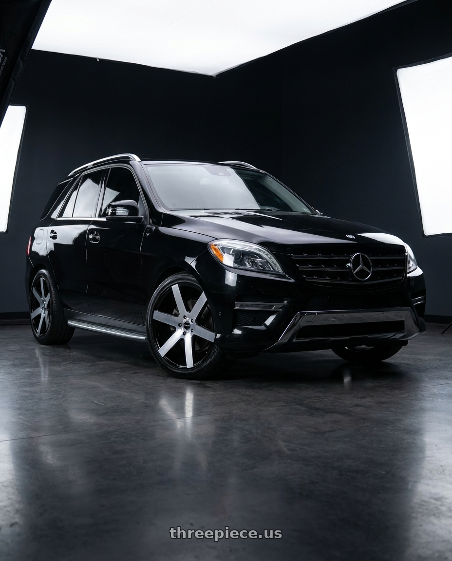 2014 Mercedes ML550 with Strada Coda Blank 24x10 +15 Gloss Black Machined wheels