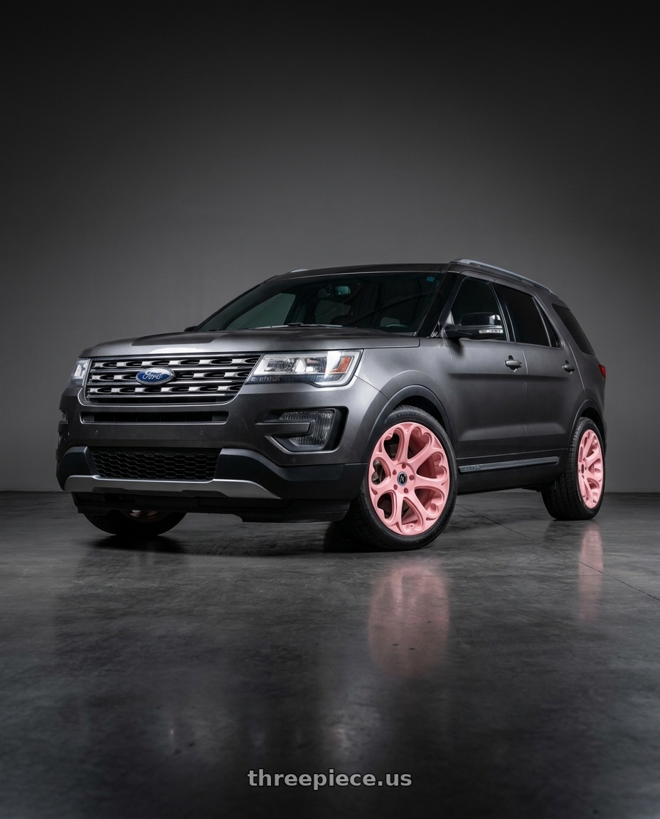 2016 ford explorer xlt gray with Heritage Wheel KOKORO 5x105 18x8.5 +35 Pink wheels