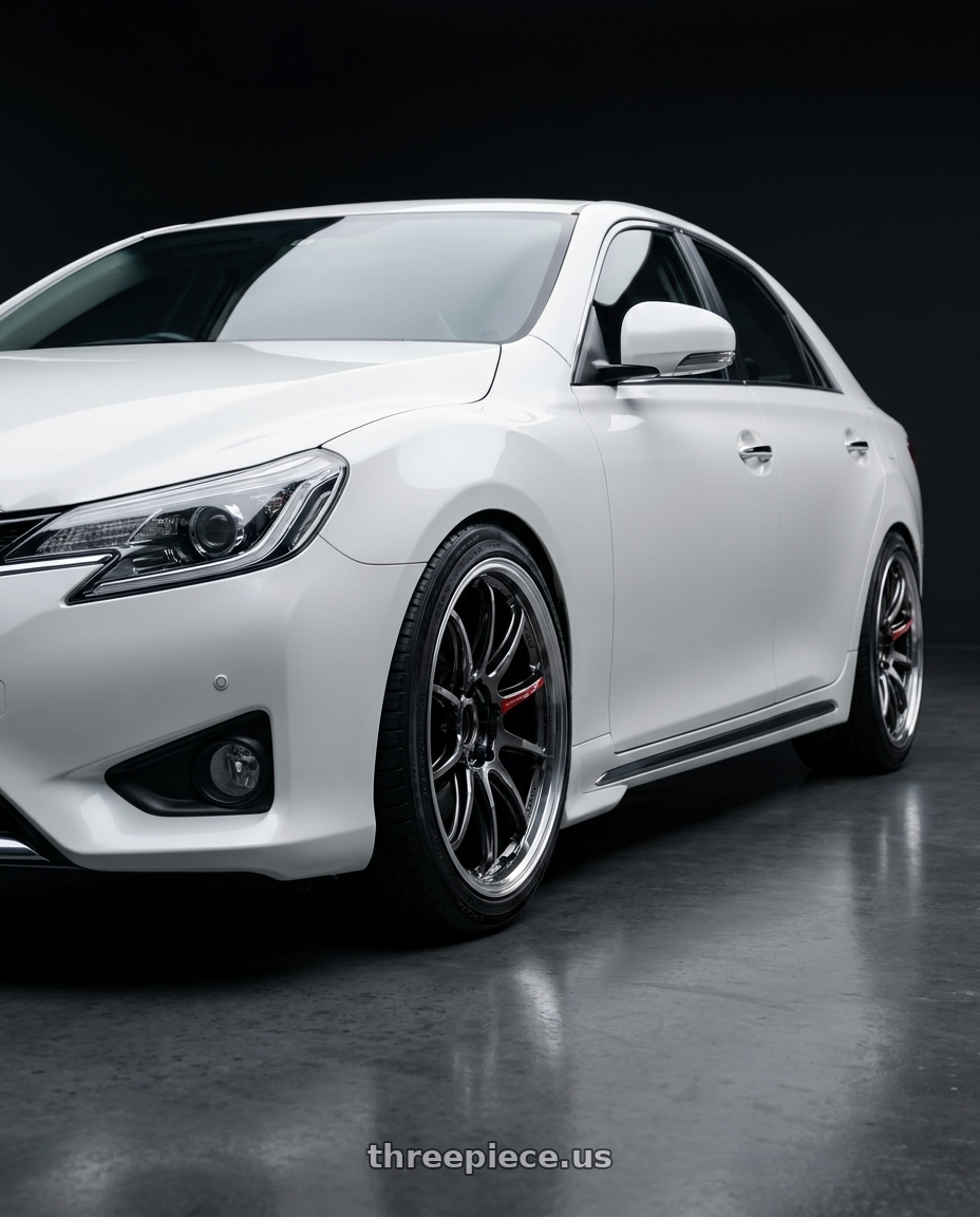 2014 Toyota Mark X with Work Emotion Zr10 5x100 18x8.5 +38 Glim Black Diamond Rim cut wheels