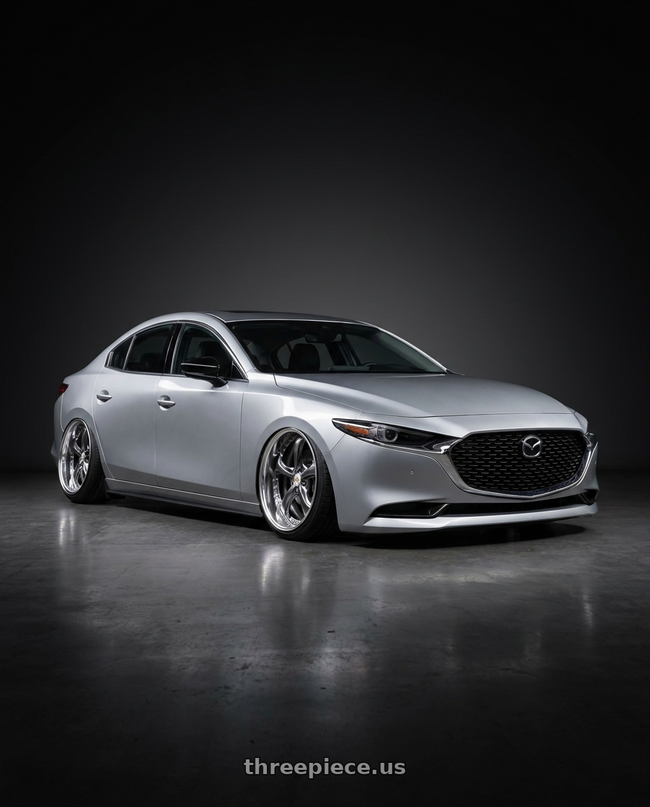 2022 mazda 3 awd turbo with Work Wheels VS-KF 5X114.3 19x10.5+47 Brilliant Silver Black L Disk FULL REVERSE wheels