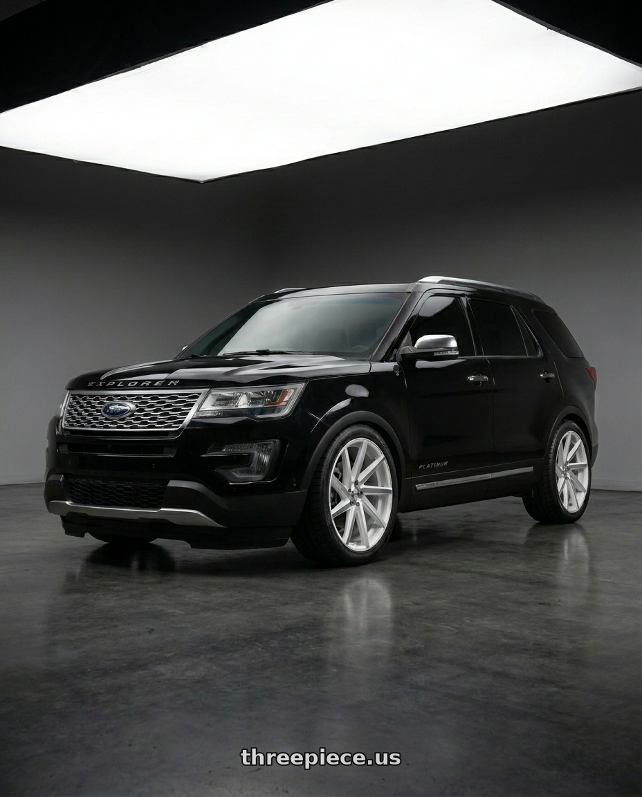 2019 ford explorer platinum  with Strada Sega 5x114.3 22x9 +35 White Machined wheels