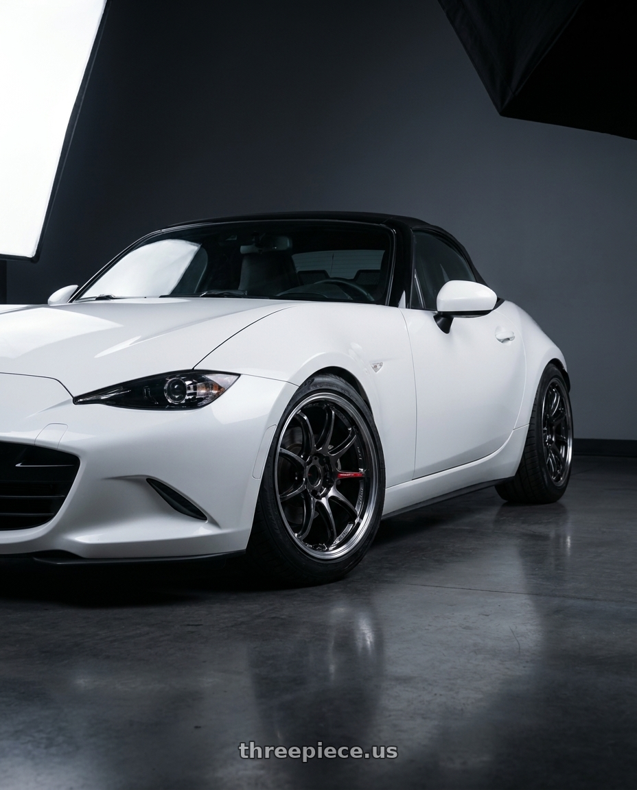 2018 Mazda Mx-5 with Work Emotion Zr10 5x100 17x8 +47 Glim Black Diamond Rim cut wheels