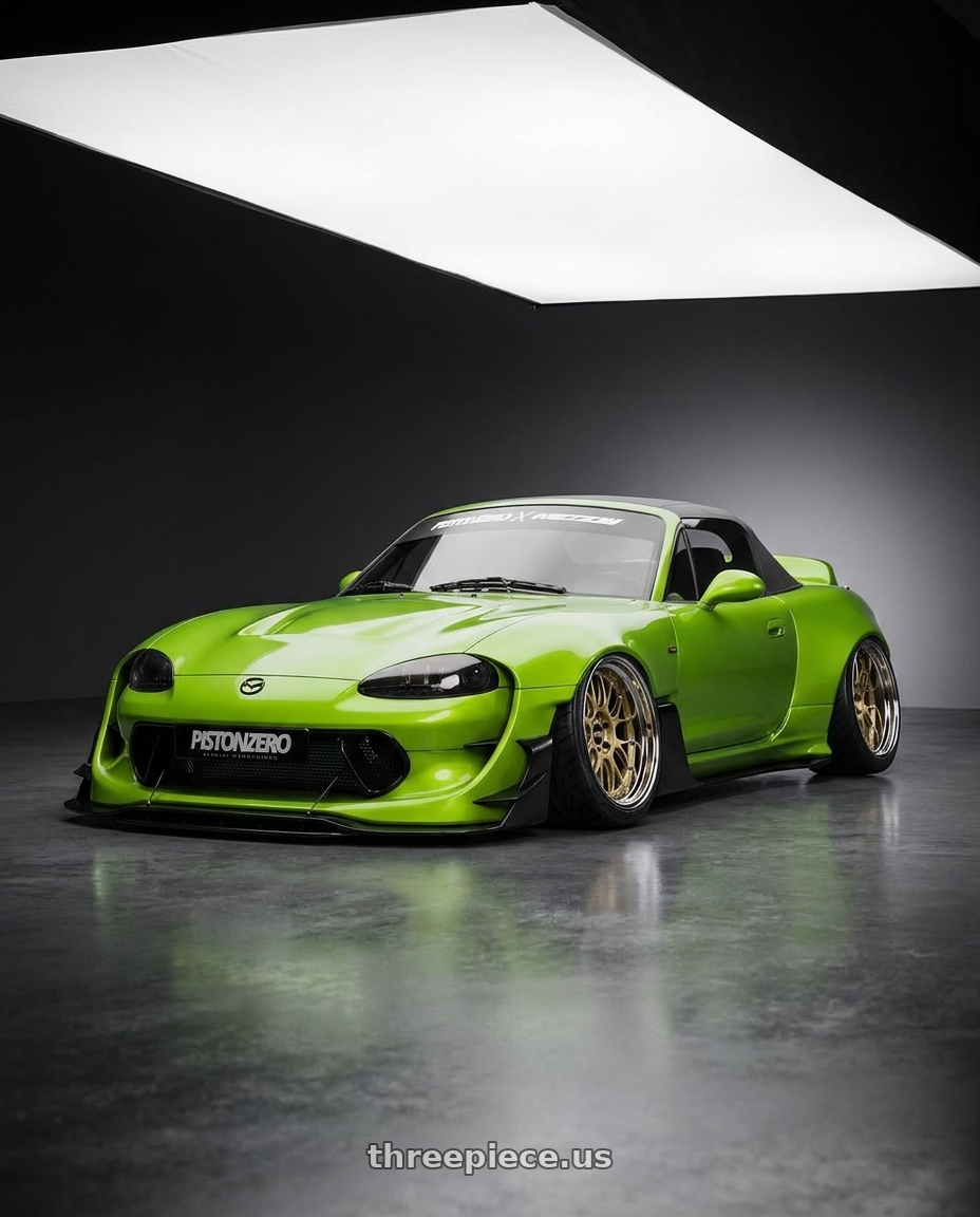1998 Mazda Miata with BBS LM-R 5x120 20x9.5 +23 Gloss Black/Gold Center / Diamond Cut Lip wheels