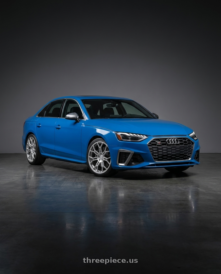 2015 audi tts blue with Motegi MR130 TECHNO MESH 5X114.3 20X8.5 +39 SILVER wheels