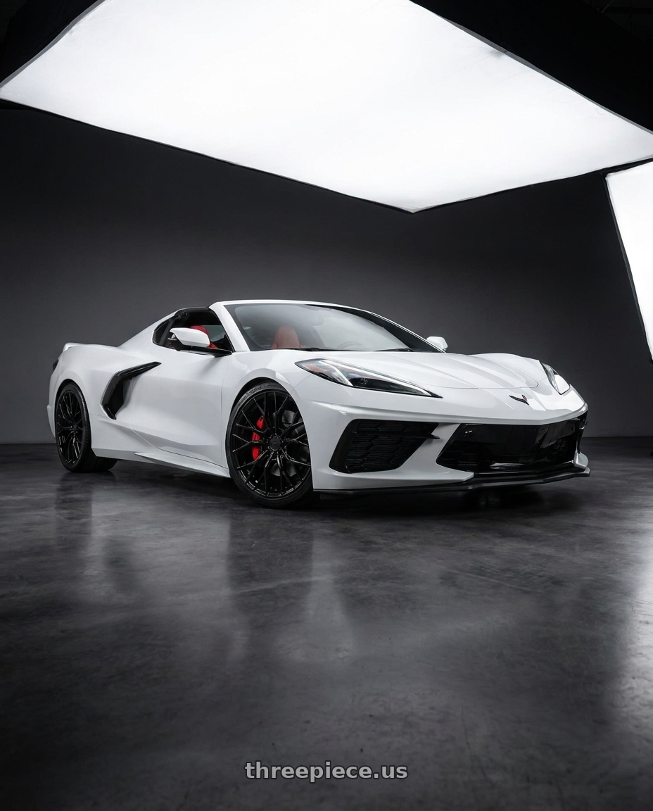 2021 Chevrolet Corvette Stingray with MRR GF5 5x120 19x8.5  +38 Gloss Black fit Corvette C8 ( rear: GF0520A652048BK ) wheels