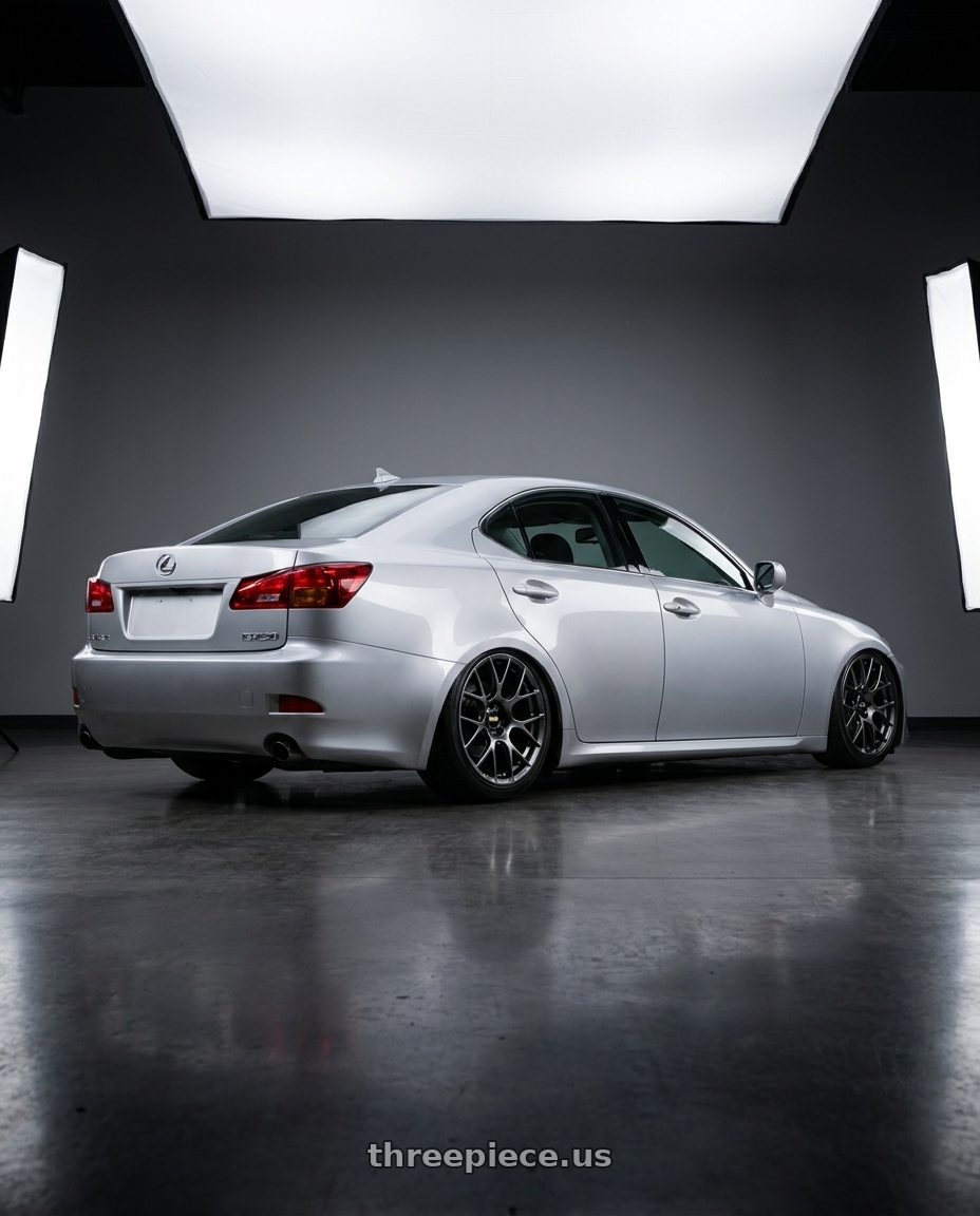 2010 Lexus is250 with BBS RE-V7 5x112 19x9.5 +36 Diamond Black wheels rear three quarter view slight stretch tires