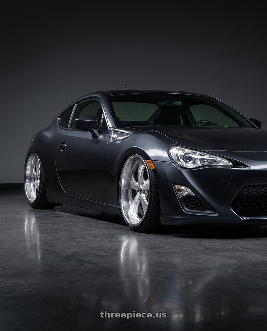 2012 Toyota gt86 with Strada Street Classics Old Skool 5x115 24x10 +15 Brushed Face Silver Milled SS Lip wheels