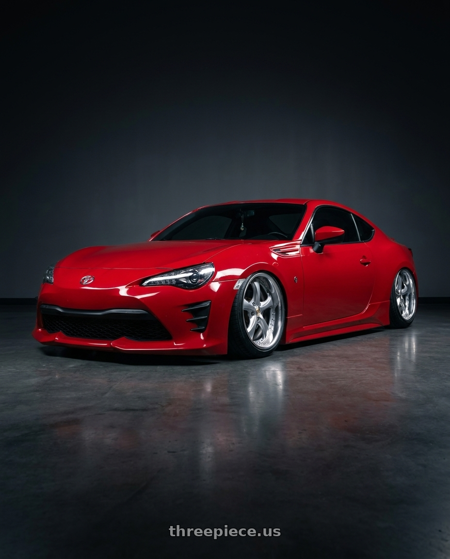 2017 Toyota gt 86, red  with Work Wheels VS-KF 5x100 18x9.5+35 Light Grey Silver L Disk FULL REVERSE wheels