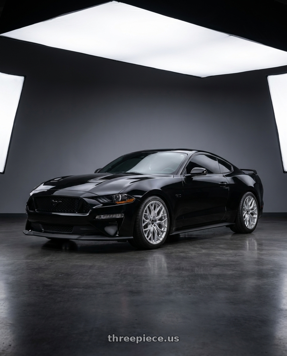 2022 ford mustang gt with F1R FS3 5x112 18x8.5 +35 Machine Silver wheels