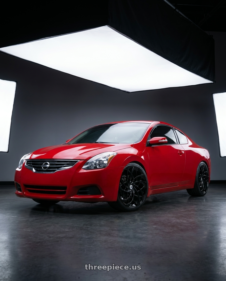 2010 Nissan Altima Coupe with Azara AZA-540 5x114.3/5x120 22x8.5 +38 Gloss Black wheels