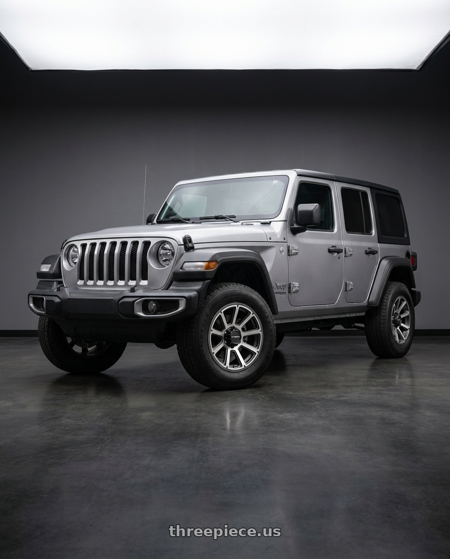 2021 Jeep Wrangler Sport with Vision Off-Road 353 Turbine 5x127 17x8.5-6 Gunmetal Machined Face wheels
