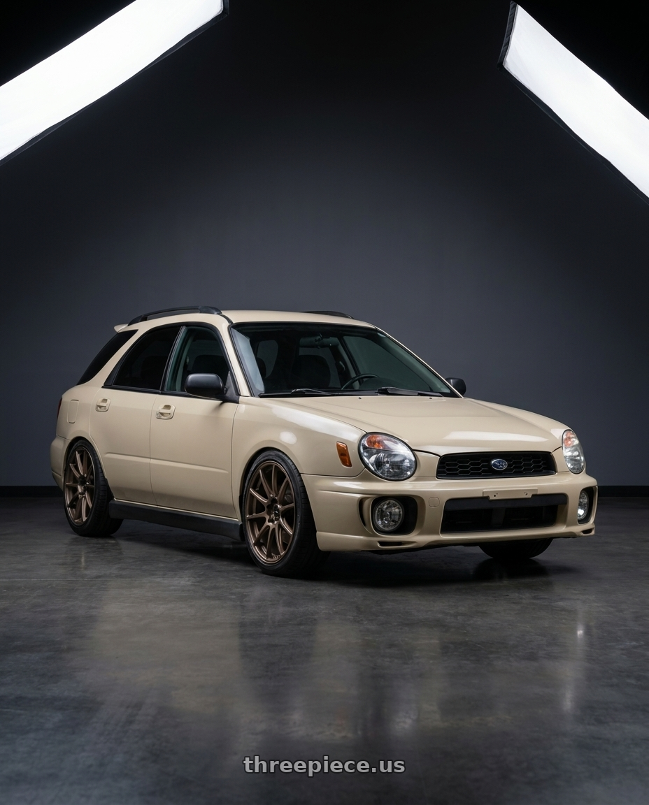 2002 subaru wrx wagon with Enkei Triumph 5x100 17x9+45 Matte Bronze wheels