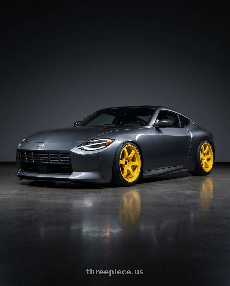 2025 Nissan Z with Gram Lights 57DR 5x114.3 19x10.5+12 Mach Yellow wheels