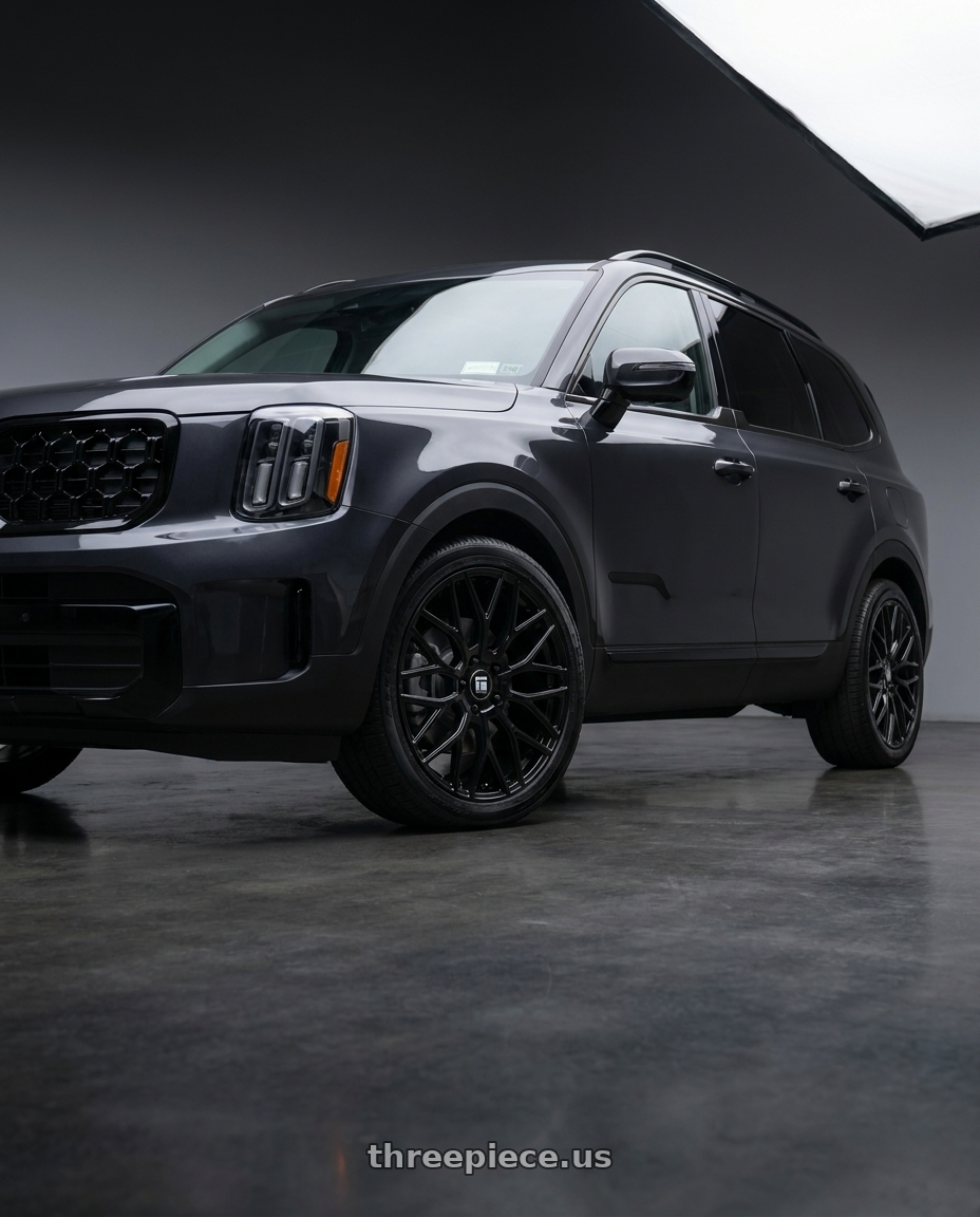 2025 kia telluride with TOUREN TR76 3276 5x114.3 20x8.5 +35 GLOSS BLACK wheels